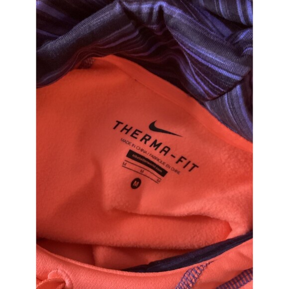 Nike Therma-Fit Womens Size M Neon Orange Swoosh Logo Hooded Pullover Sweatshirt - Picture 10 of 12